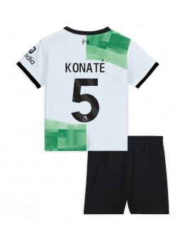 Otroški Nogometna dresi replika Liverpool Ibrahima Konate #5 Gostujoči 2023-24 Kratek rokav (+ hlače)